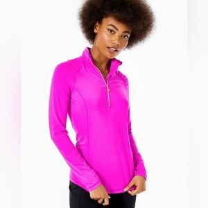 Lilly Pulitzer Hot Pink Luxletic Justine Half Zip UPF 50+ Pullover Size Medium
